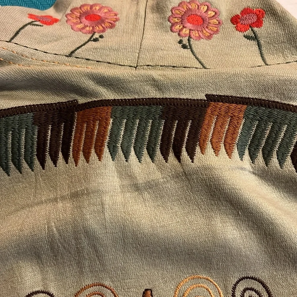 paparazzi Sage Green Hooded Embroidered Cardigan with Pink Floral Accents - Picture 10 of 11